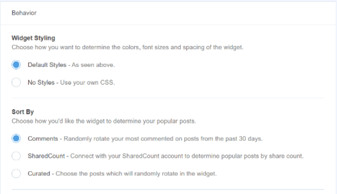 Choose popular post behavior Choose popular post behavior