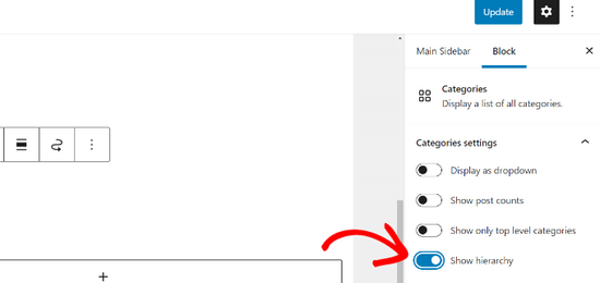 Afficher la hiérarchie dans le widget Catégories