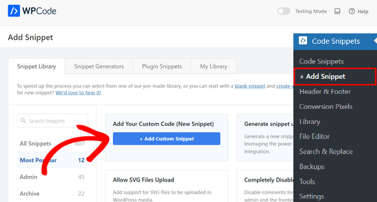 Adding Custom Code in WPCode Adding Custom Code in WPCode