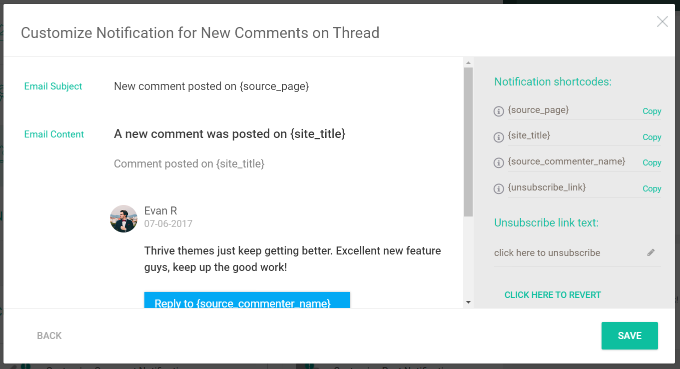 Customize notification for new comments on thread Customize notification for new comments on thread