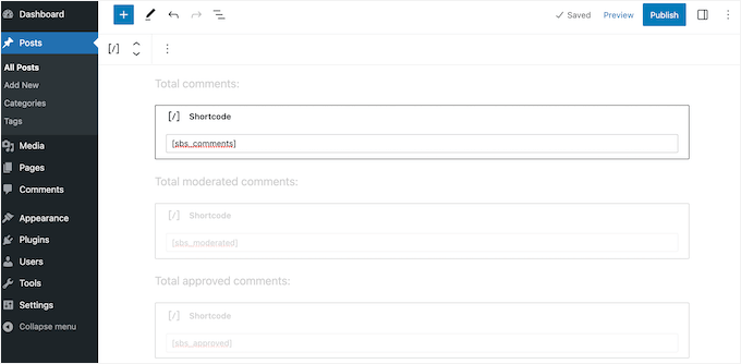 Cómo mostrar un recuento de comentarios preciso usando shortcode