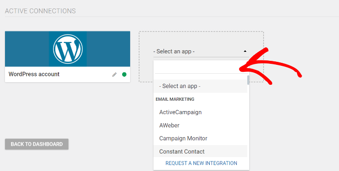 Select email marketing tool to connect Select email marketing tool to connect