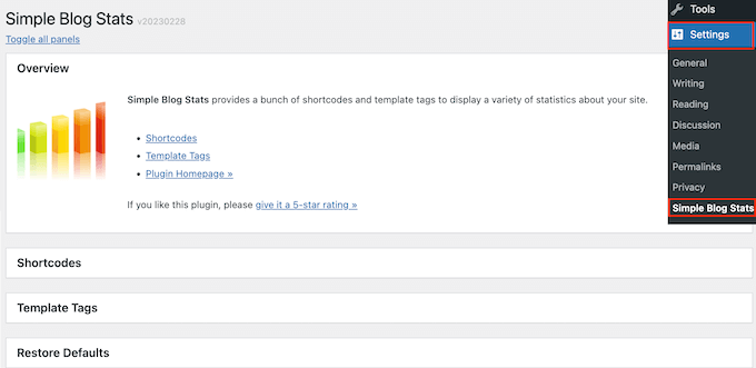 El plugin Simple Blog Stats para WordPress