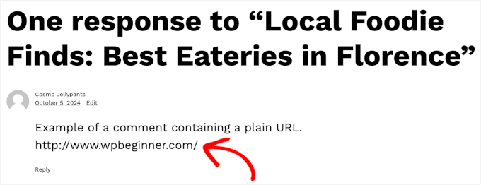 Auto linking of URLs in comments disabled Auto linking of URLs in comments disabled