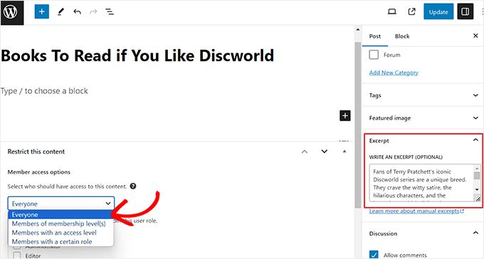 Add an excerpt for the restricted post Add an excerpt for the restricted post