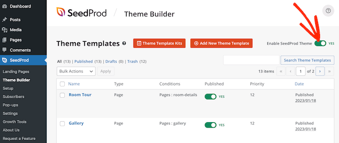 How to enable a custom WordPress theme using SeedProd How to enable a custom WordPress theme using SeedProd