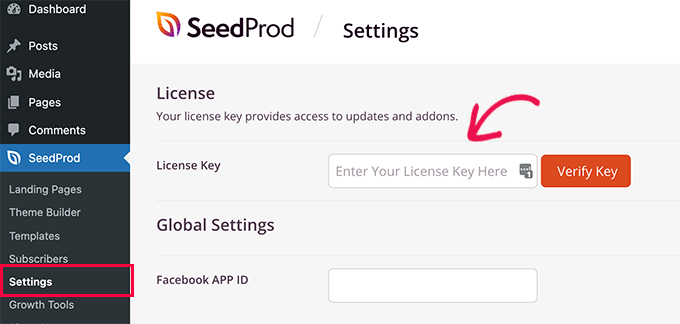 Adding a SeedProd license key to WordPress Adding a SeedProd license key to WordPress