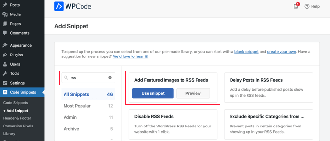 WPCode Includes a Snippet to Add Featured Images to Your RSS Feed WPCode Includes a Snippet to Add Featured Images to Your RSS Feed