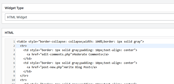 Agregar widget HTML Agregar widget HTML