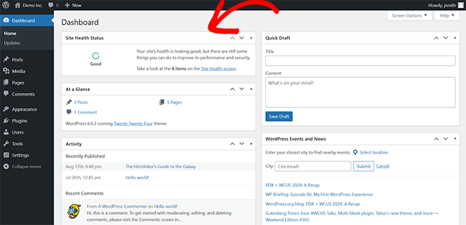 Widgets del panel de control Widgets del panel de control