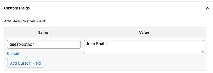 Câmp personalizat pentru autor invitat