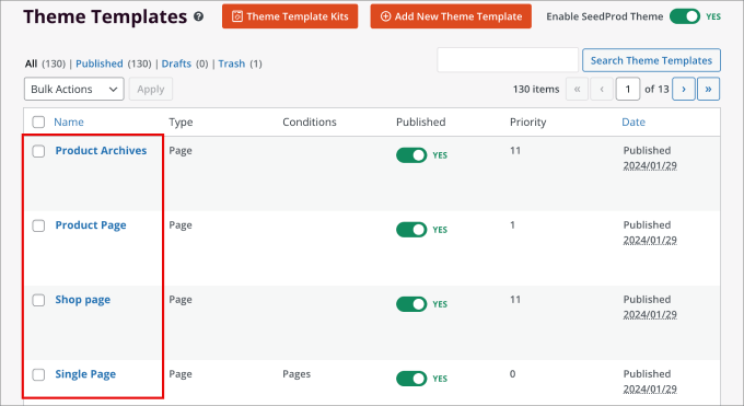 SeedProd'da tema sayfalarını özelleştirin SeedProd'da tema sayfalarını özelleştirin