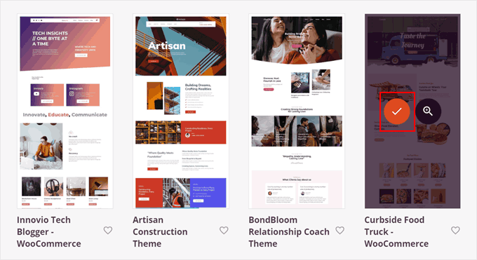 Selecting the Curbside SeedProd theme kit Selecting the Curbside SeedProd theme kit