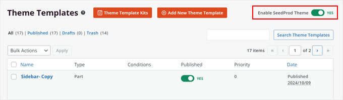 Activating the SeedProd theme Activating the SeedProd theme