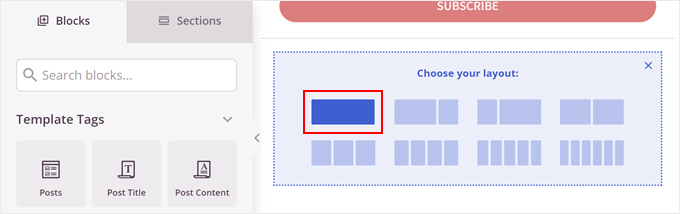 Choosing a row layout in SeedProd Choosing a row layout in SeedProd