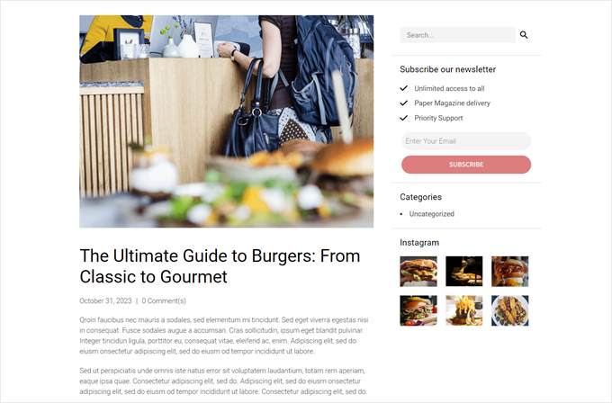 The sidebar on the Curbside theme kit The sidebar on the Curbside theme kit