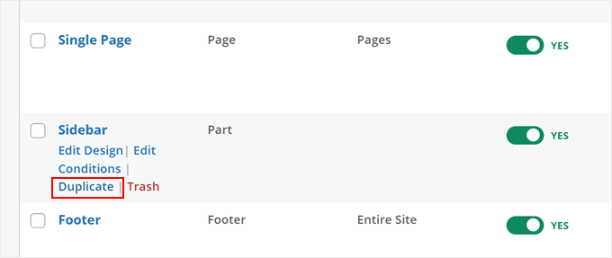 Duplicating a SeedProd theme template part Duplicating a SeedProd theme template part