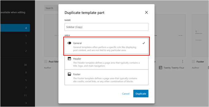 Creating a general sidebar template part in full-site editor Creating a general sidebar template part in full-site editor