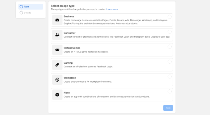 Choose your app type Choose your app type