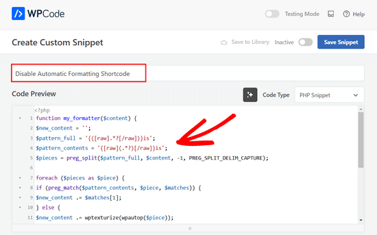 Paste the code into the WPCode plugin Paste the code into the WPCode plugin