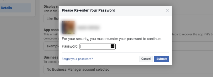 Reenter your Facebook password Reenter your Facebook password