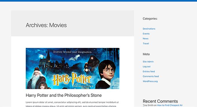 Archives page for a custom post type Archives page for a custom post type