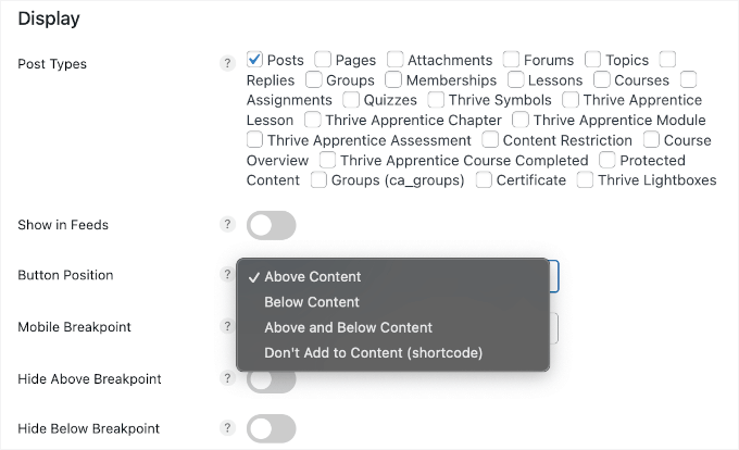 Customizing button position Customizing button position