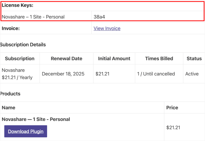 Novashare's license key Novashare's license key