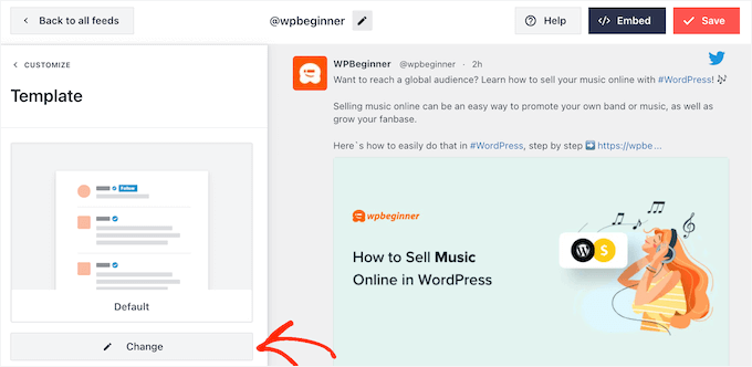 Choosing a new template for a social media feed Choosing a new template for a social media feed