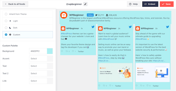 Adding custom colors to an embedded social media feed Adding custom colors to an embedded social media feed