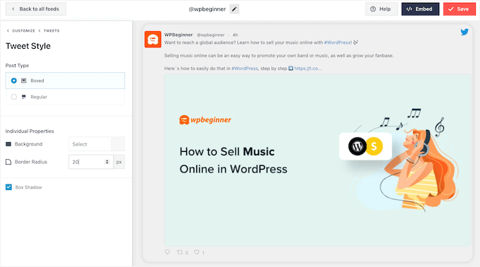 Adding box shadows to tweets Adding box shadows to tweets