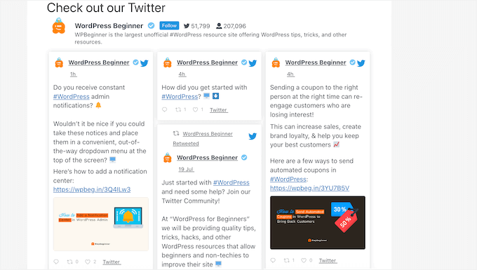 An example of an embedded Twitter feed, created using Smash Balloon An example of an embedded Twitter feed, created using Smash Balloon