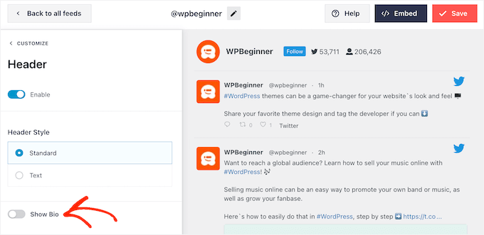 Hiding the Twitter bio in your embedded social media feed Hiding the Twitter bio in your embedded social media feed