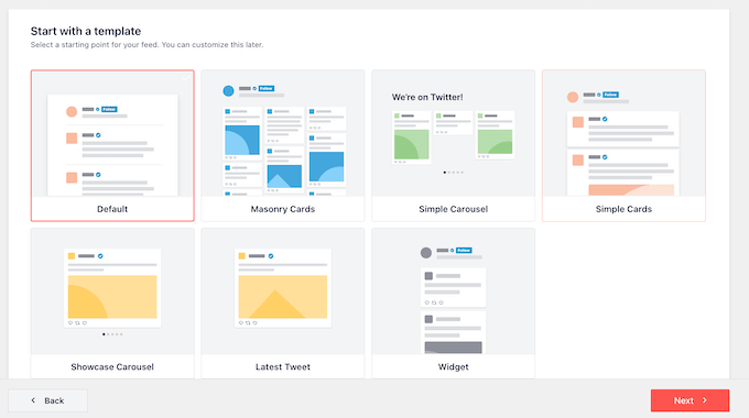 Choosing a template for an embedded Twitter feed Choosing a template for an embedded Twitter feed