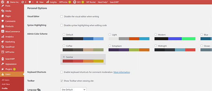 Choose a color scheme for WordPress admin area Choose a color scheme for WordPress admin area