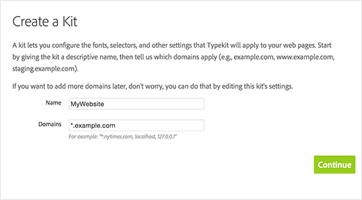 サイト用のキットを作成する サイト用のキットを作成する