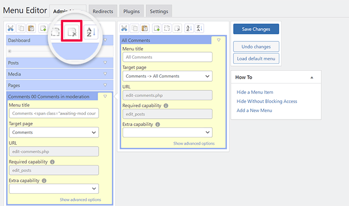 Delete menu item Delete menu item