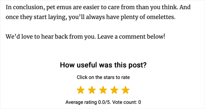UserFeedback Post Ratings Preview