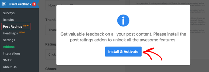 UserFeedback Post Ratings