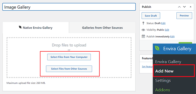 Add images to the gallery Add images to the gallery