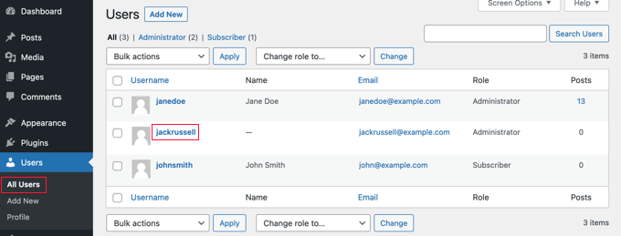 Navigate to Users » All Users and Edit the New User Navigate to Users » All Users and Edit the New User