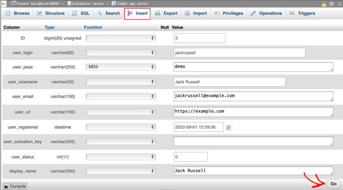 Fill In the Fields for the New User Fill In the Fields for the New User