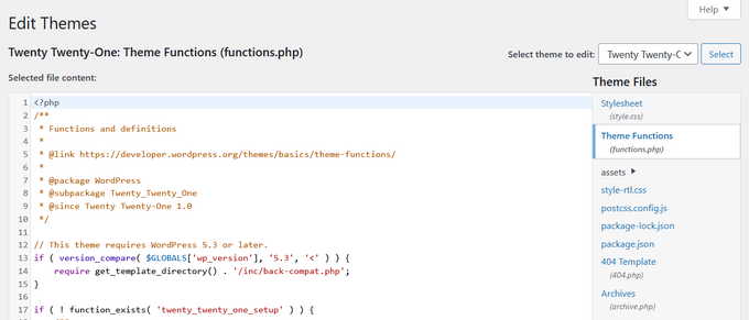 Add code to functions.php example Add code to functions.php example
