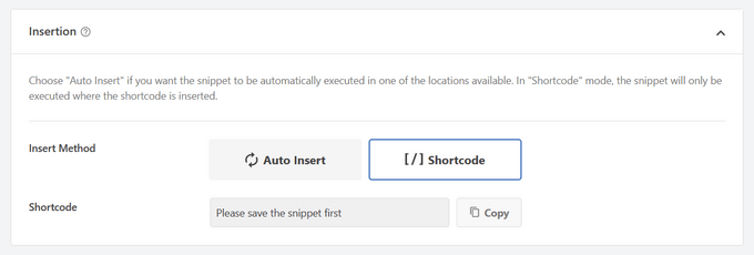 Choose insertion option for code snippet Choose insertion option for code snippet
