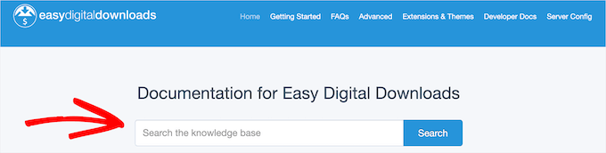 Search form in page example Search form in page example