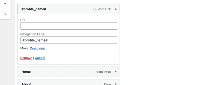 Adicionar tag especial a um item de menu