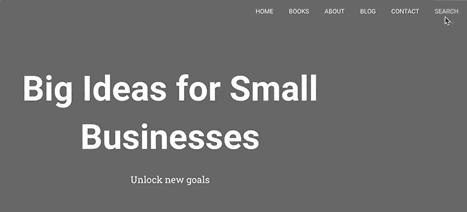 Pesquisar no menu de navegação