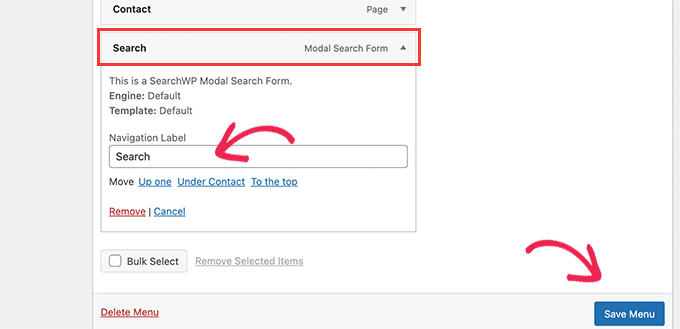Alterar rótulo da pesquisa
