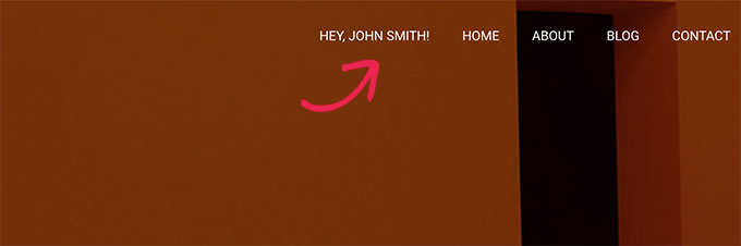 Nome de usuário no menu de navegação do WordPress