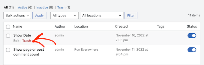 Deleting custom PHP code from WordPress Deleting custom PHP code from WordPress